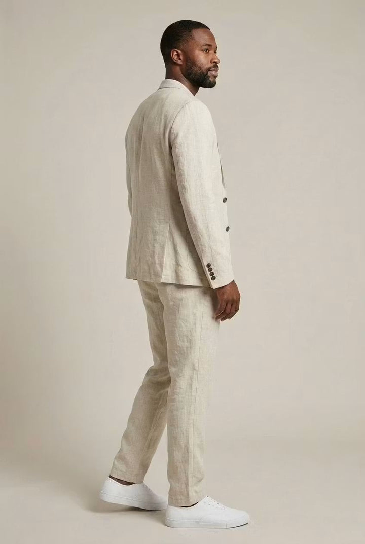 Herren Leinen-Set mit Relaxter Passform aus Blazer und Hose