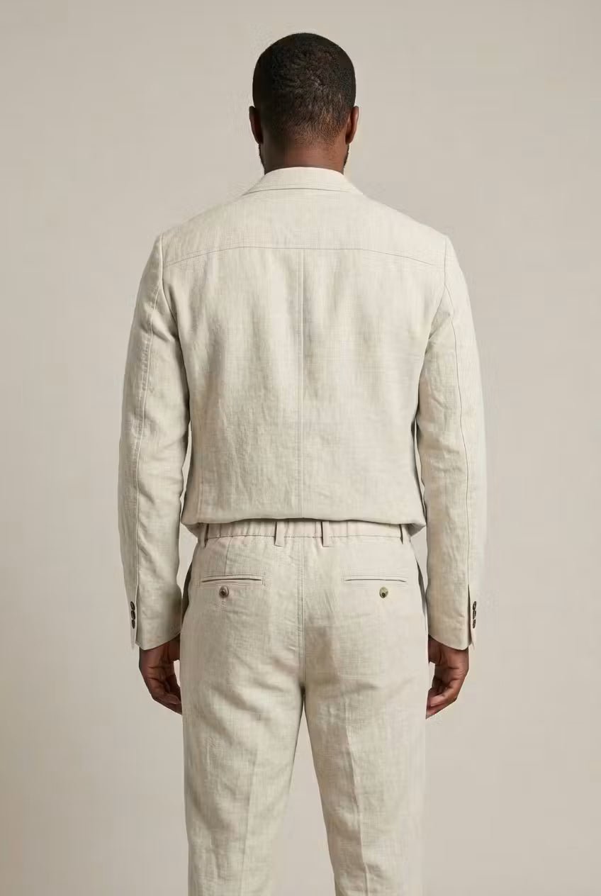Herren Leinen-Set mit Relaxter Passform aus Blazer und Hose