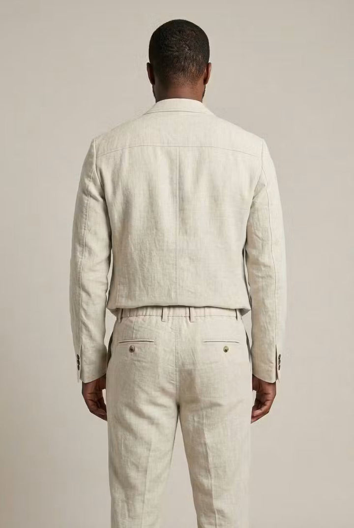 Herren Leinen-Set mit Relaxter Passform aus Blazer und Hose
