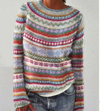 Damen Strickpullover mit Rundhalsausschnitt für den Alltag