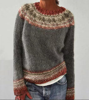 Damen Strickpullover mit Rundhalsausschnitt für den Alltag