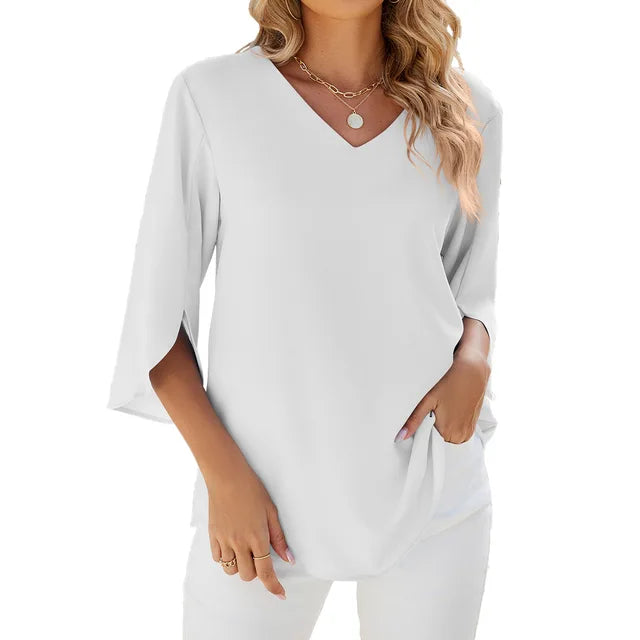Einzigartige Bluse mit V-Ausschnitt