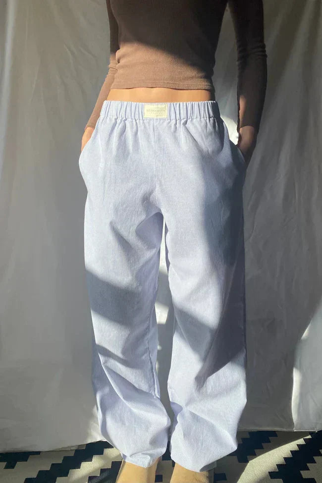 Loose fit Gestreift Elastisch Taille Hose