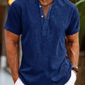 Herren Sommer Henley Kurzarm Shirt