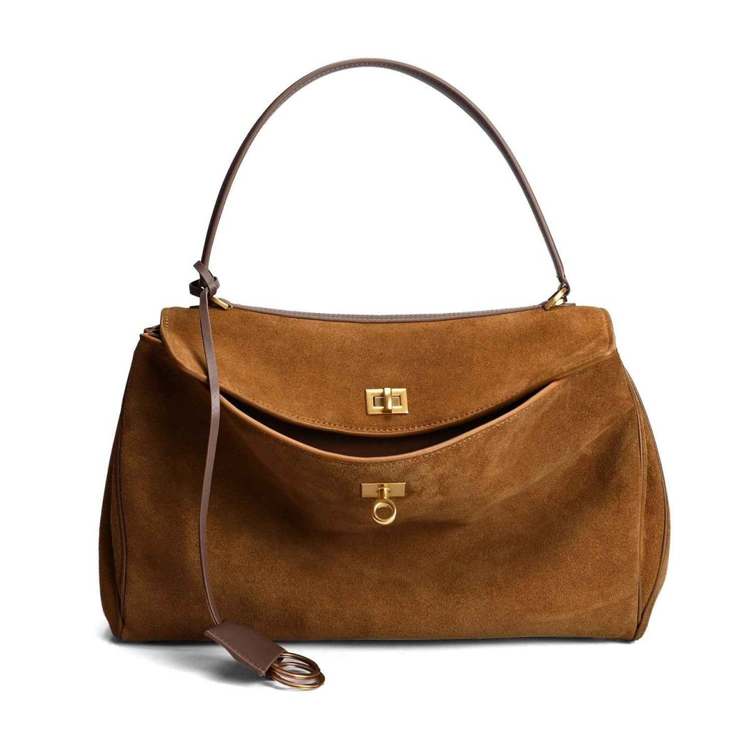 Luxuriöse Schultertasche in Wildlederoptik