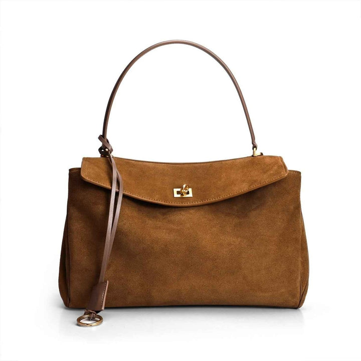 Luxuriöse Schultertasche in Wildlederoptik