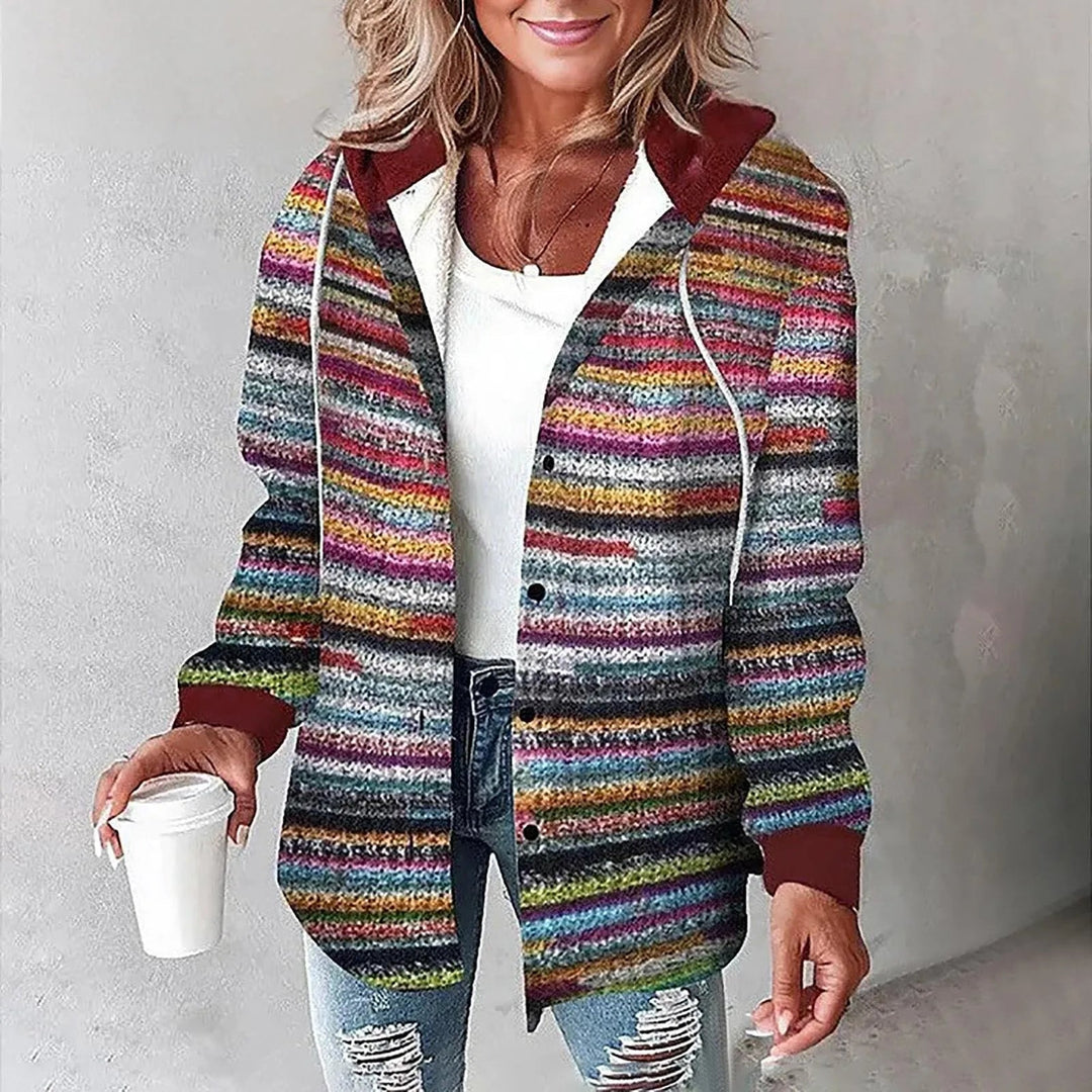 Damen Winter Freizeit Karo Hoodie Jacke