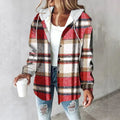 Damen Winter Freizeit Karo Hoodie Jacke