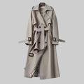 Damen Langer Doppelreihiger Trenchcoat Mit Gürtel