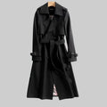Damen Langer Doppelreihiger Trenchcoat Mit Gürtel