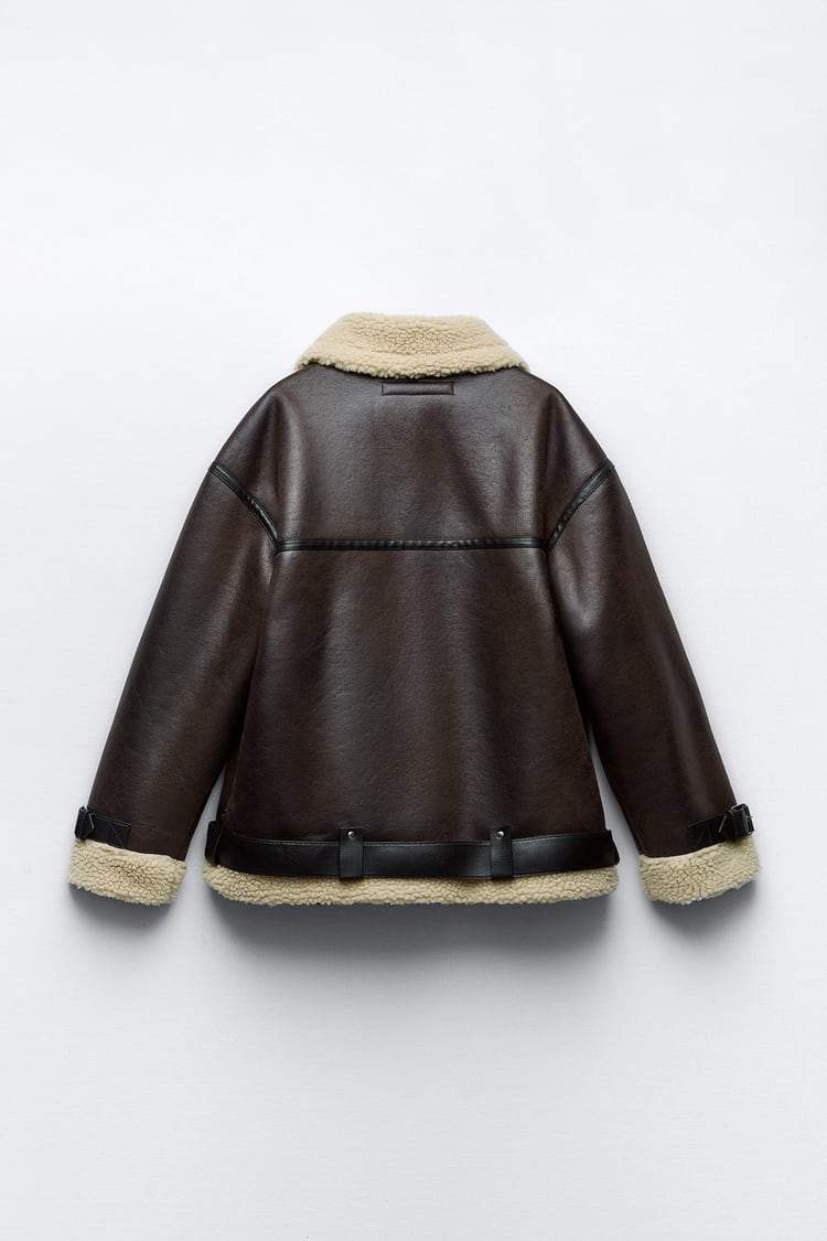 Jacke mit Revers aus Kunstmaterial