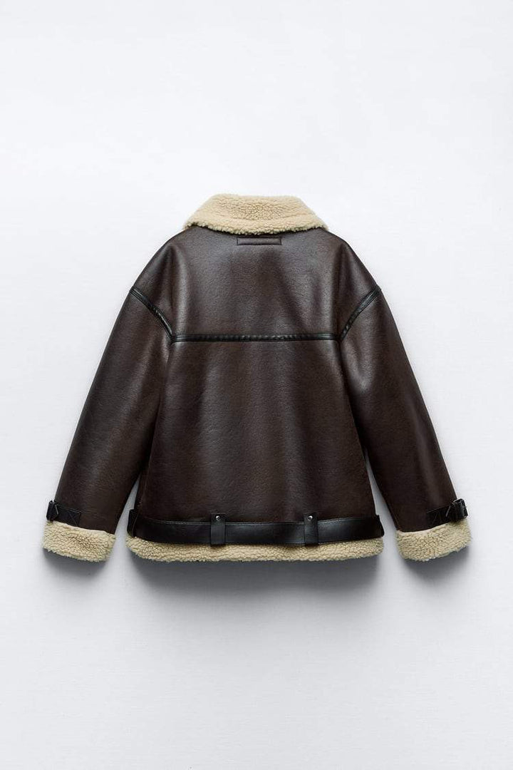 Jacke mit Revers aus Kunstmaterial