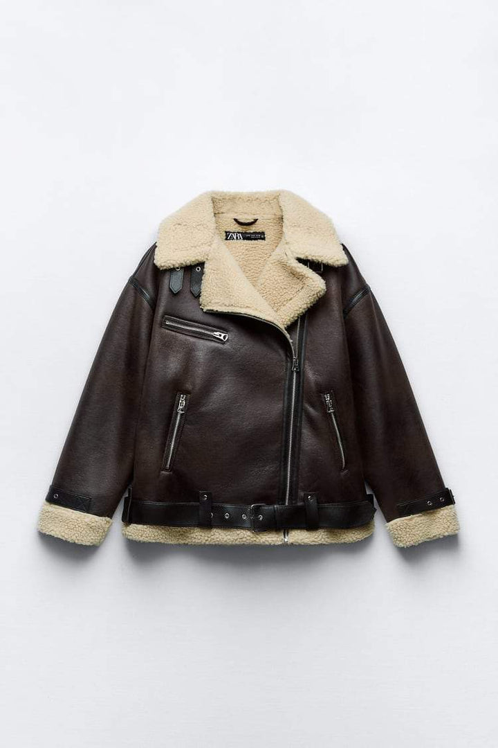 Jacke mit Revers aus Kunstmaterial