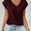 Damen V-Neck Bluse mit kurzen Ärmeln