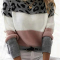 Damen Pullover mit Leopardenmuster & Colorblock