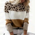 Damen Pullover mit Leopardenmuster & Colorblock