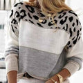 Damen Pullover mit Leopardenmuster & Colorblock