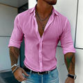Herren Gerippt Slim Fit Knopfhemd