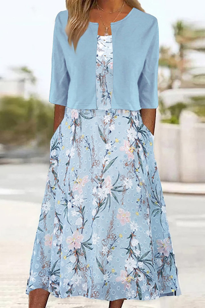 Blumen Zweiteiliges Midi-Kleid