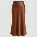 Damen eleganter Satin-Midirock mit fließendem Schnitt und hohem Bund
