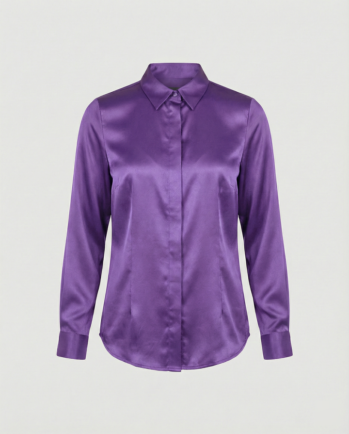 Damen Satin-Bluse mit klassischem Kragen
