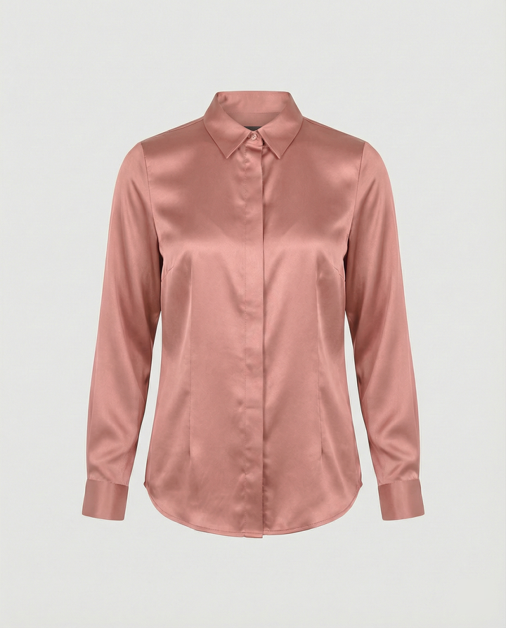 Damen Satin-Bluse mit klassischem Kragen