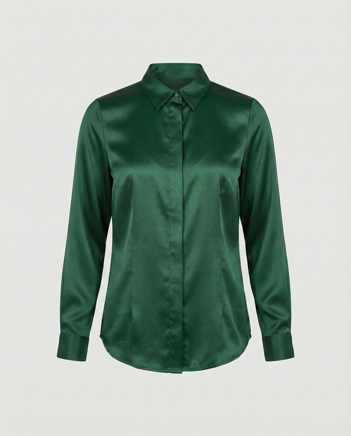 Damen Satin-Bluse mit klassischem Kragen