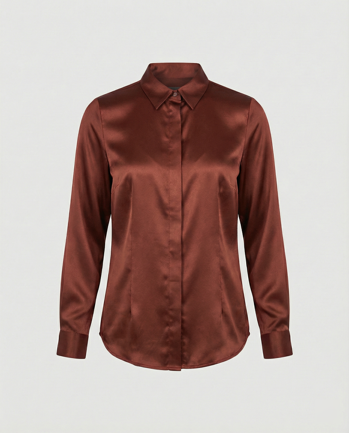 Damen Satin-Bluse mit klassischem Kragen