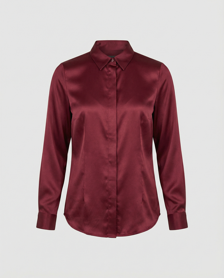 Damen Satin-Bluse mit klassischem Kragen