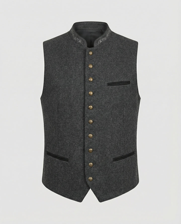 Elegante Herren Trachtenweste Grau Traditionell | Zeitlos