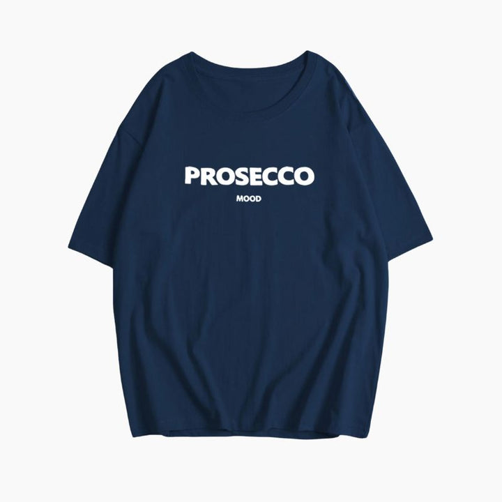The Prosecco T-shirt – Oversize Grafik-Print Rundhals Baumwolle lässig Statement-Shirt