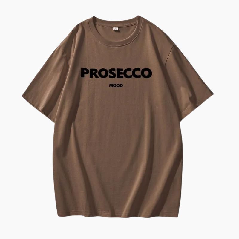 The Prosecco T-shirt – Oversize Grafik-Print Rundhals Baumwolle lässig Statement-Shirt