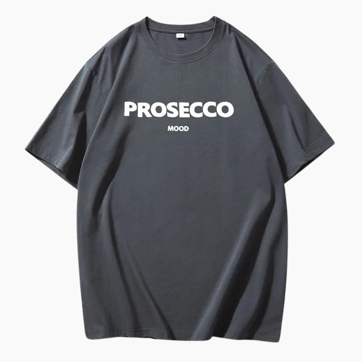 The Prosecco T-shirt – Oversize Grafik-Print Rundhals Baumwolle lässig Statement-Shirt