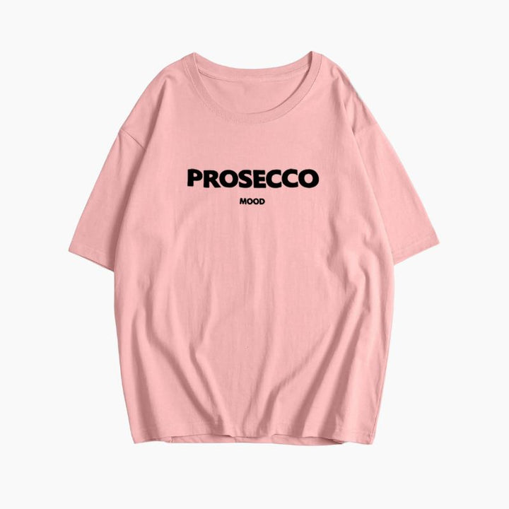 The Prosecco T-shirt – Oversize Grafik-Print Rundhals Baumwolle lässig Statement-Shirt