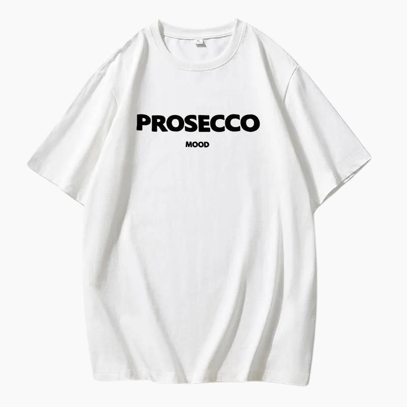 The Prosecco T-shirt – Oversize Grafik-Print Rundhals Baumwolle lässig Statement-Shirt
