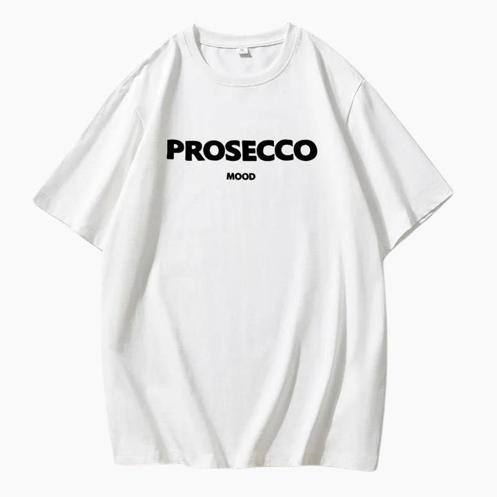 The Prosecco T-shirt – Oversize Grafik-Print Rundhals Baumwolle lässig Statement-Shirt