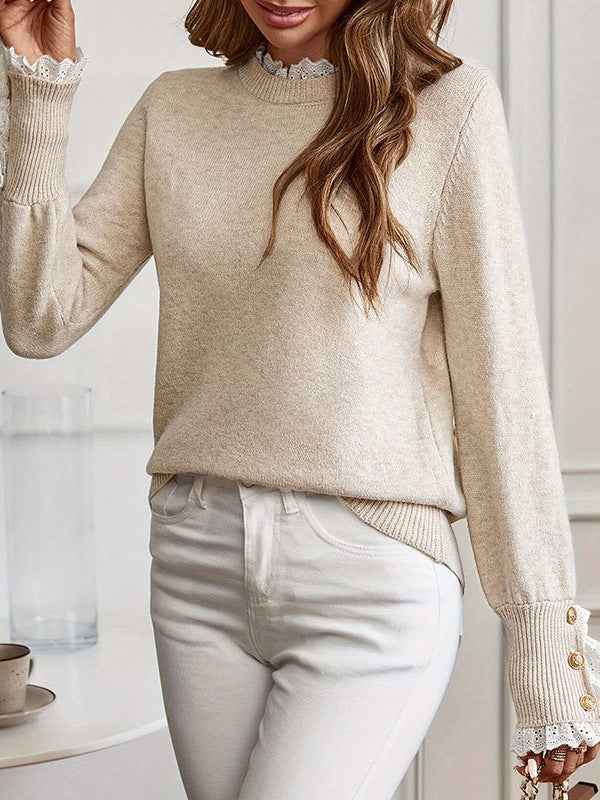 Rüschen Pullover Beige