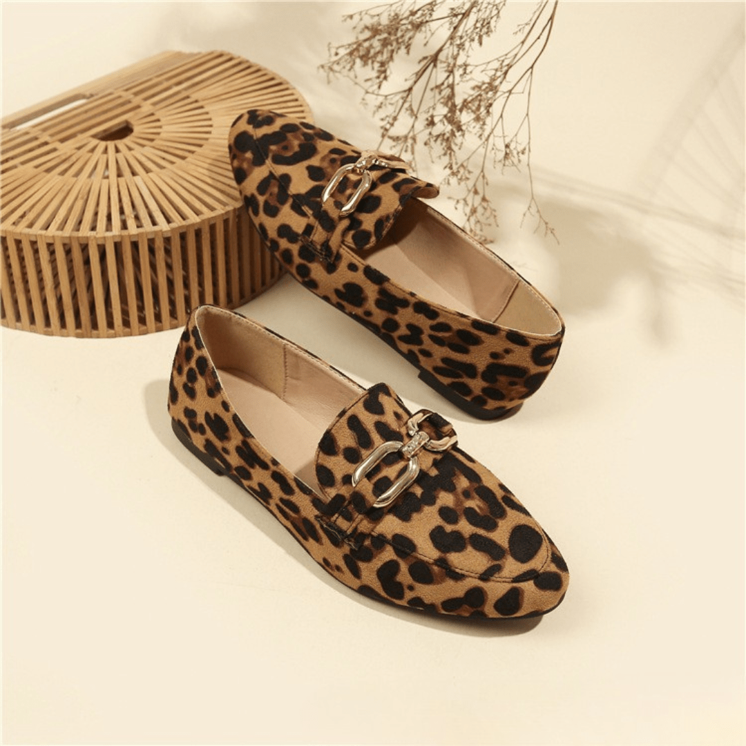 Loafer mit Animal Print & Gold-Detail