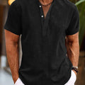 Herren Sommer Henley Kurzarm Shirt