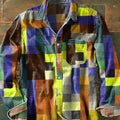 Herren Lässiges Langarmhemd mit Patchwork-Design