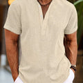 Herren Sommer Henley Kurzarm Shirt