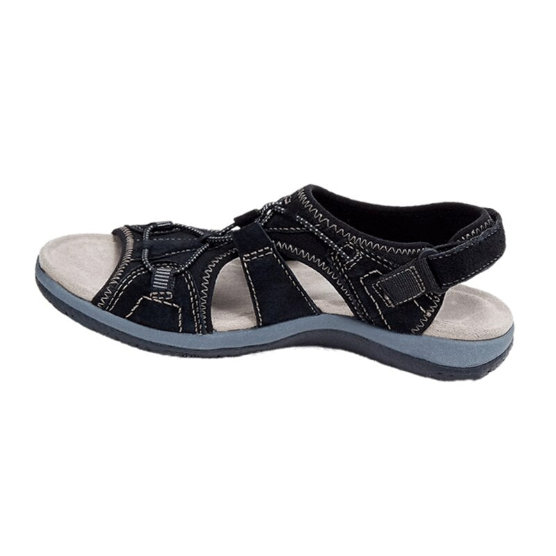 Orthopädische Sandalen – bequem flach Klettverschluss Sommerschuhe Damen Outdoor