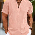 Herren Sommer Henley Kurzarm Shirt