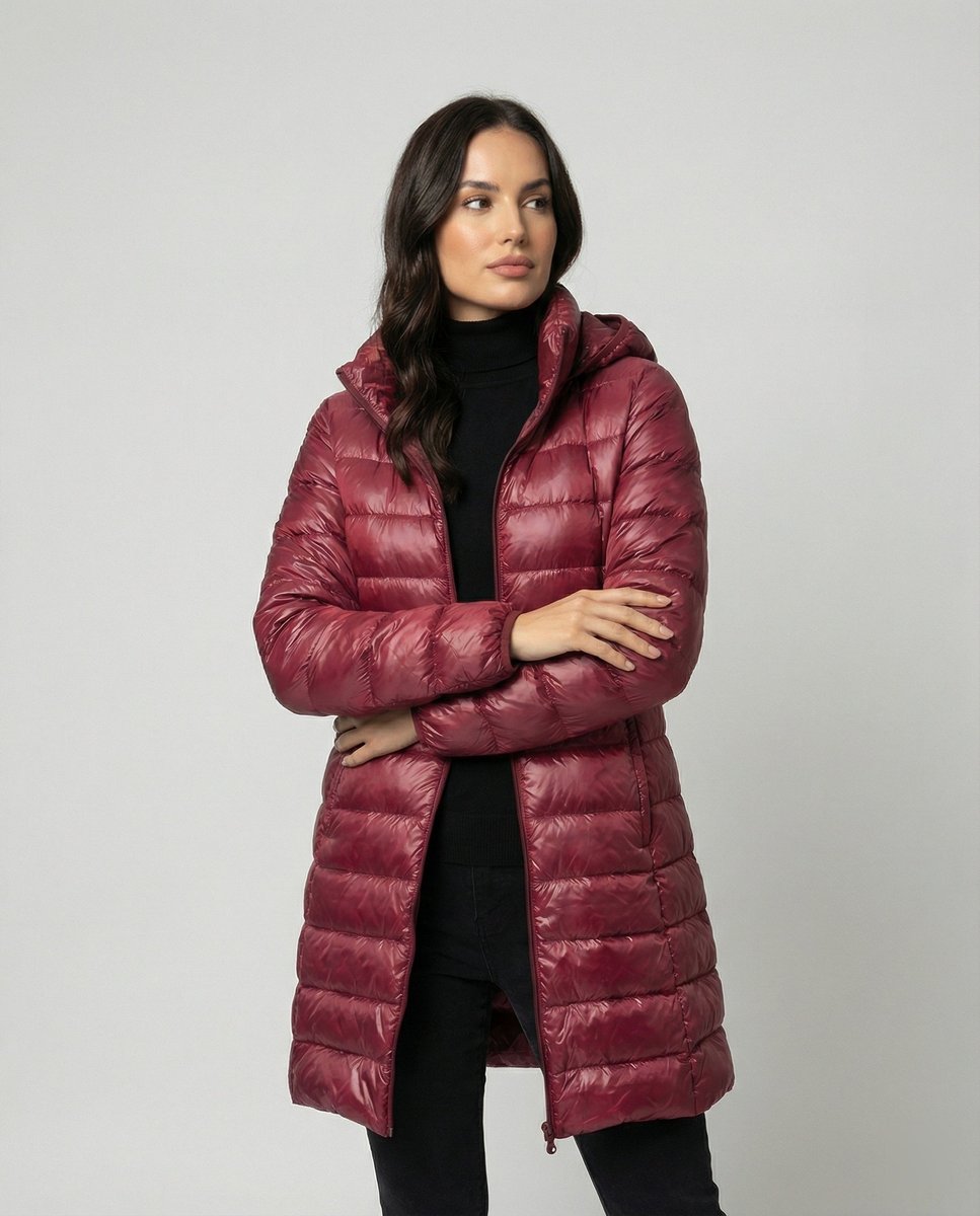 Winterjacke Damen Ultraleichte Slim-Fit Daunenjacke mit Kapuze