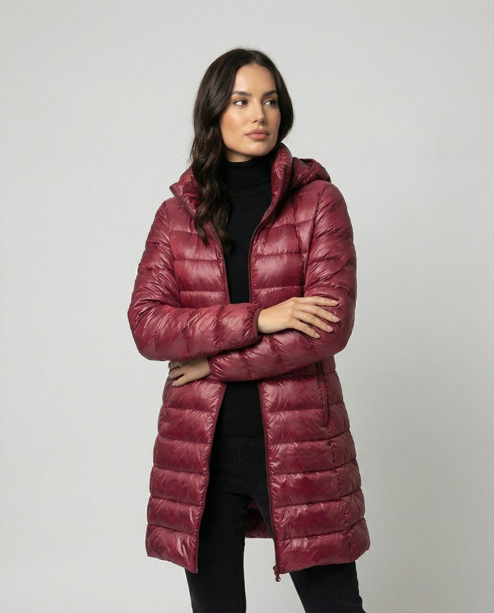 Winterjacke Damen Ultraleichte Slim-Fit Daunenjacke mit Kapuze