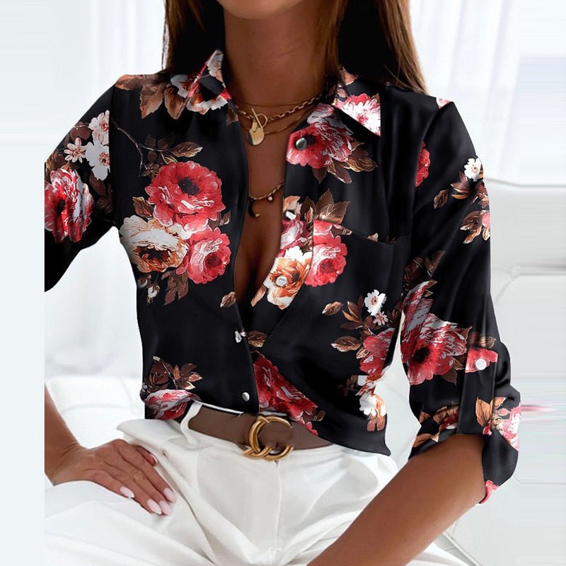 Bluse mit umgeschlagenem Kragen