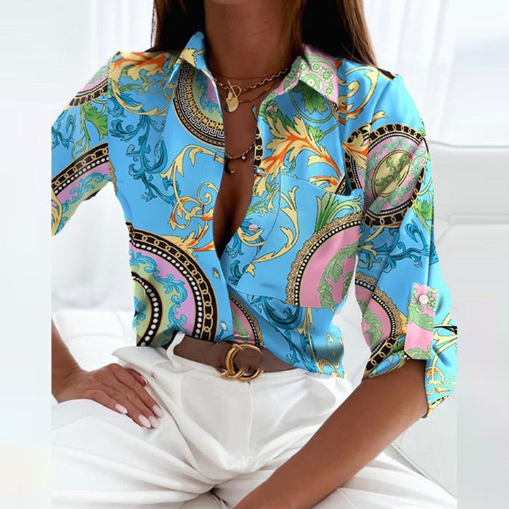 Bluse mit umgeschlagenem Kragen