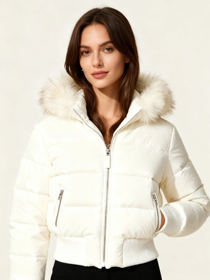 Damen Gesteppt Winterjacke mit Warm & Abnehmbarer Kapuze | Zeitlos