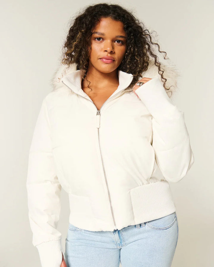 Damen Gesteppt Winterjacke mit Warm & Abnehmbarer Kapuze | Zeitlos