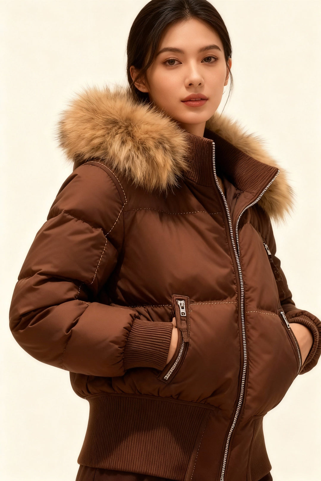 Damen Gesteppt Winterjacke mit Warm & Abnehmbarer Kapuze | Zeitlos